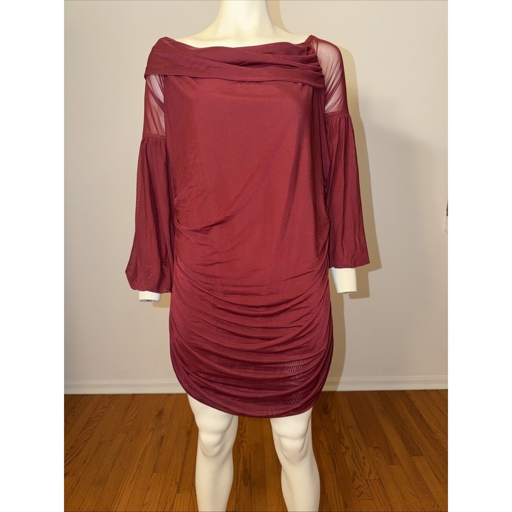 Venus Sheer Shoulder Burgundy Dress Off‎ Shoulder Short Size 3X